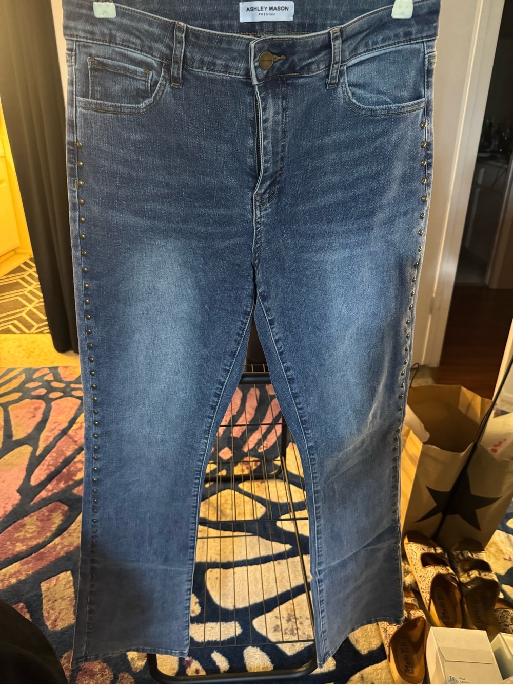 Ashley Mason Blue Boot Cut Jeans with Side Studs